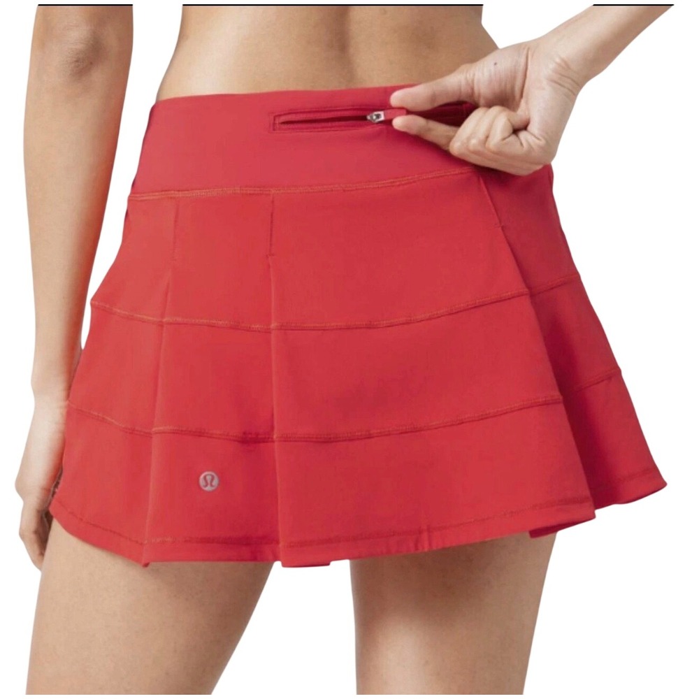 Lululemon Pace Rival Mid-Rise Skirt Red Athletic Tennis Skort 6 athleisure golf